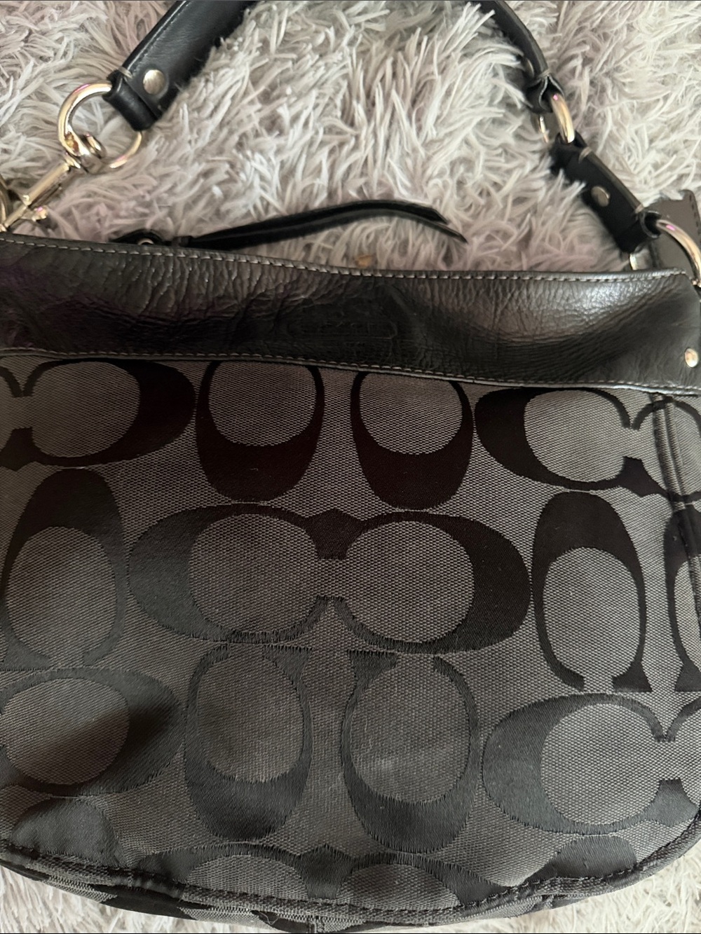 Coach Black & Charcoal Signature Hobo Bag k0893-12674 - Picture 3 of 13